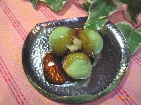 枝豆団子の甘辛あんかけ
