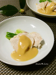 しっとり食感☆鶏むね肉とわけぎのぬたの写真