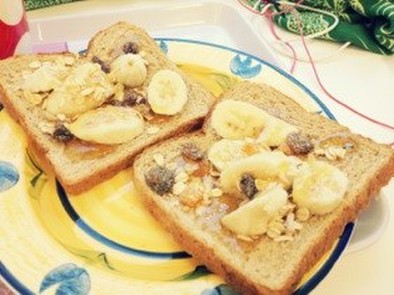 美味しい朝食に☆トースト バナナの写真