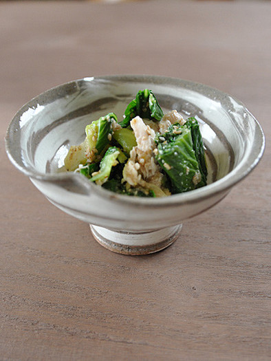 青梗菜と鶏胸肉のゴマ味噌和えの写真