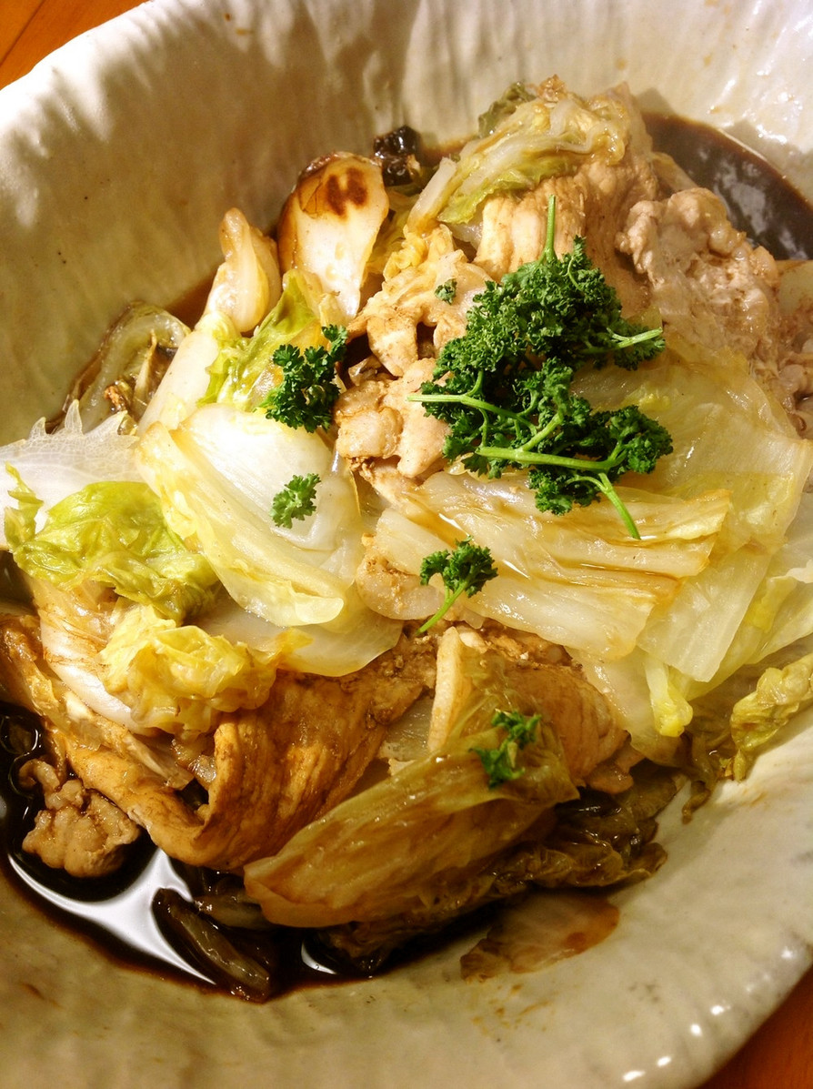 白菜と豚バラスライスの蒸し煮の画像