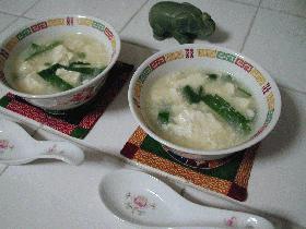 豆腐と青菜の中華風ピリカラスープの画像