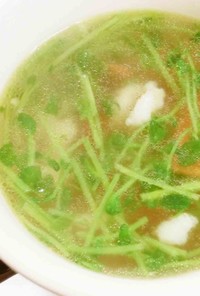 【塩豚】塩豚と豆苗のスープ