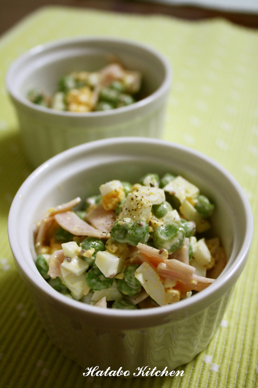 グリーンピースとハムの卵サラダの画像