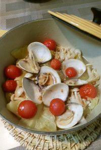 キャベツと蛤のペペロンチーノ鍋
