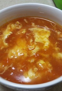 水なしで濃厚☆トマトとふわふわ卵のスープ