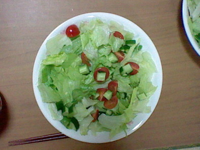 レタスとトマトときゅうりの簡単サラダの写真