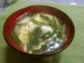 ニラと豆腐のふんわり玉子味噌汁☆