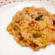 トマト缶で☆野菜たっぷりトマトリゾットの写真
