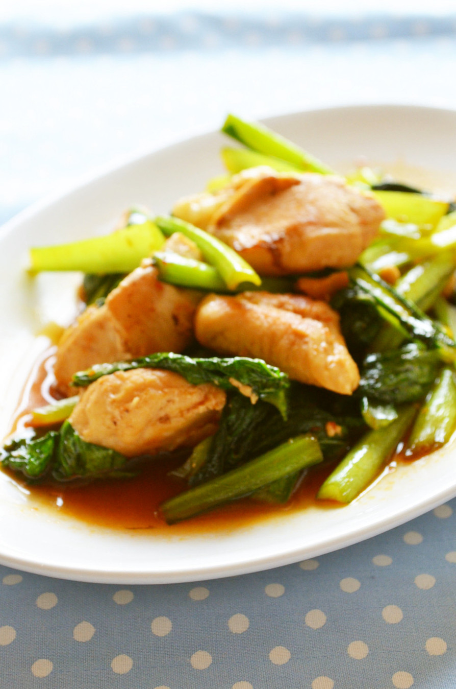◆小松菜と鶏肉の豆板醤炒めの画像