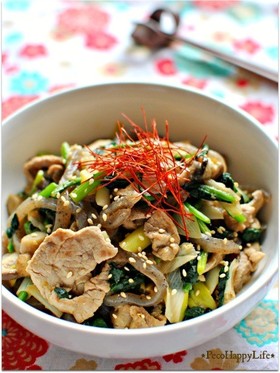 豚肉とつきこんにゃくの簡単チャプチェ風