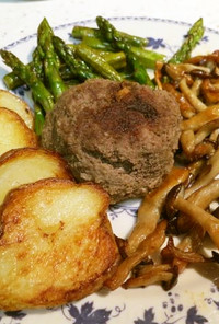 一人暮らしの夕食その５：牛肉のハンバーグ