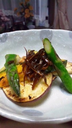 焼き野菜のくぎ煮添え