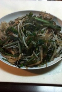 紅菜苔とモヤシと舞茸の炒め物