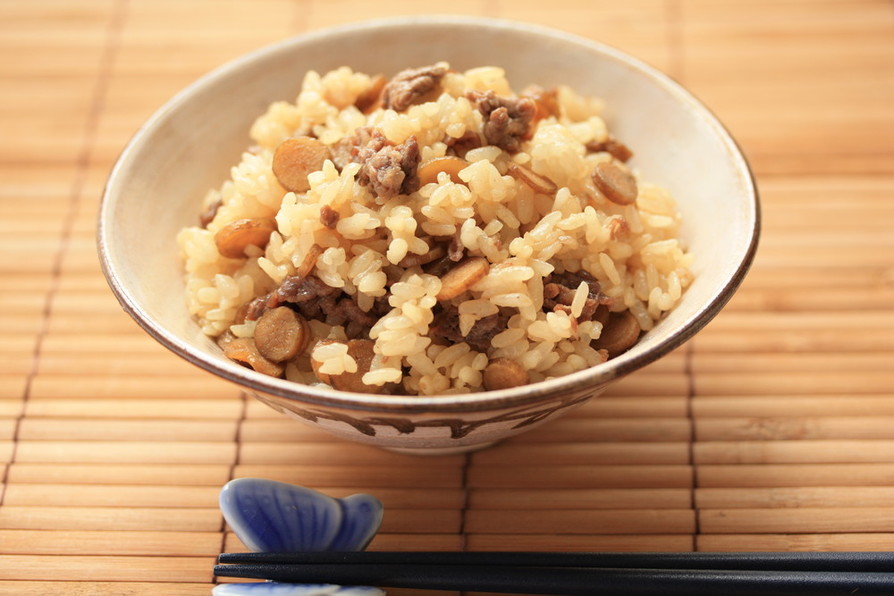 レンチン牛ごぼうご飯の画像