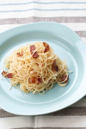 ベーコンと明太子のクリームチーズパスタ