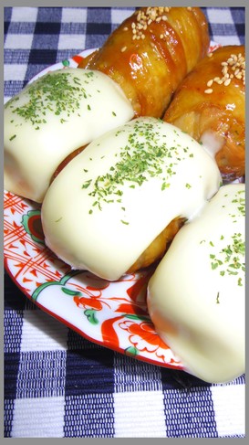 男のロマンだ!肉巻きおにぎりチーズのせ!