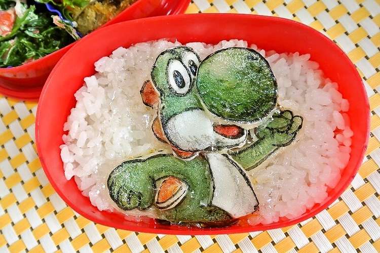 型紙のいらない簡単３ｄヨッシーキャラ弁 レシピ 作り方 By ケロヨンｃｐ クックパッド