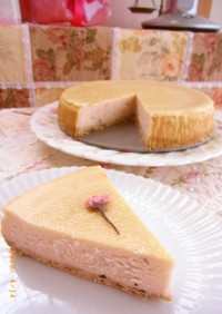 桜のチーズケーキ☆.｡.：*･゜