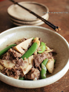牛小間肉と筍の柚子胡椒炒め。