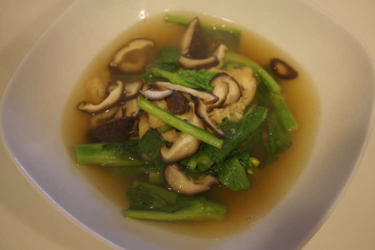 10分で 茎立菜 油揚げ 椎茸のさっと煮 レシピ 作り方 By Ponヨメ クックパッド