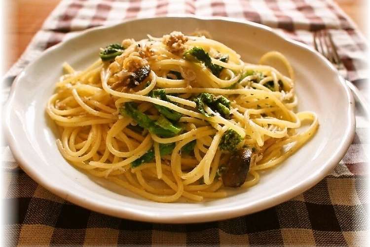 菜の花としらすのごまパスタ レシピ 作り方 By 金ごま本舗 クックパッド 簡単おいしいみんなのレシピが367万品