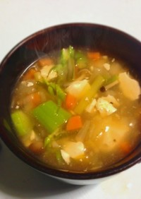 鶏肉と豆腐入り♡食べるスープ