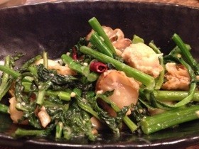 かき菜とベビー帆立の中華炒めの画像