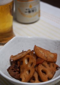 蓮根の生姜醤油炒め⊛豚肉入り
