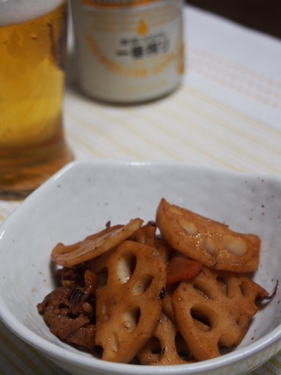 蓮根の生姜醤油炒め⊛豚肉入りの写真