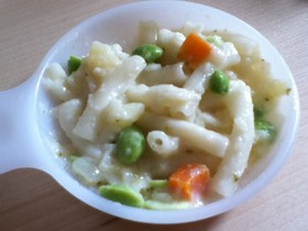 【離乳食】枝豆のチーズクリームパスタ