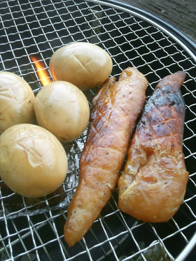 ささみと半熟たまごの燻製