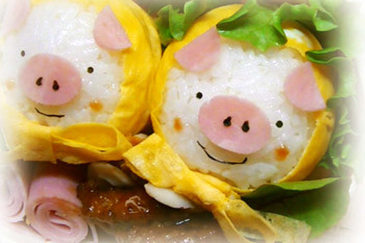 簡単キャラ弁 オサレなぶたさんおにぎり レシピ 作り方 By Mojimoji クックパッド 簡単おいしいみんなのレシピが376万品