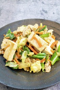豚肉と葉玉ねぎの豆腐チャンプルー
