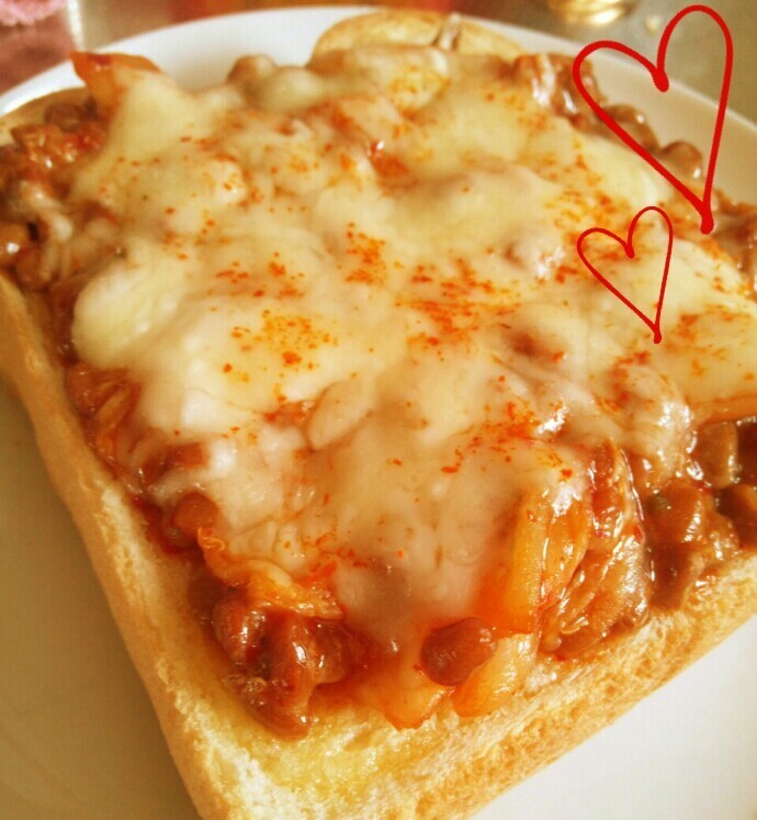 ♡納豆キムチーズトースト♡の画像