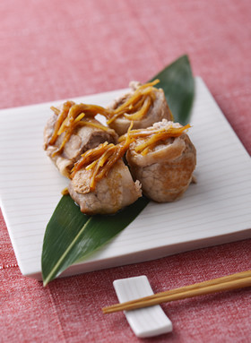 豚肉のくるくるオイスター生姜焼き