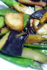 筍ときくらげ・緑の野菜のオイスター炒め