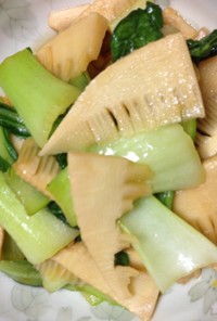 あまった竹の子の煮物と青梗菜の炒め物
