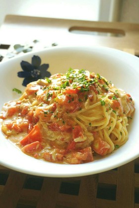 mフレッシュトマトのツナクリームパスタ