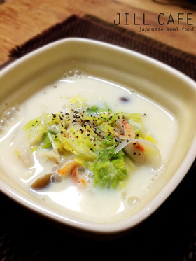 桜エビ入り春野菜の豆乳スープ