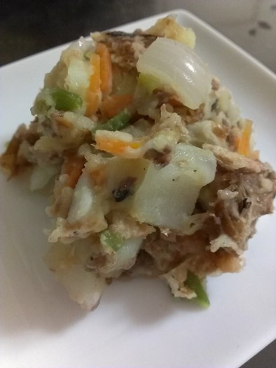 里芋と魚缶詰めで簡単副菜の写真