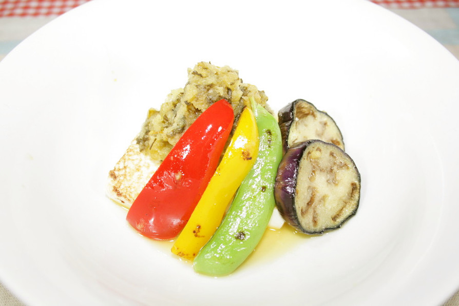 豆腐ステーキと焼き野菜の高菜おろしの画像