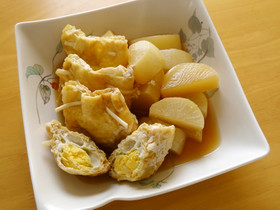 おもてなしにも 卵入り巾着と大根の煮物