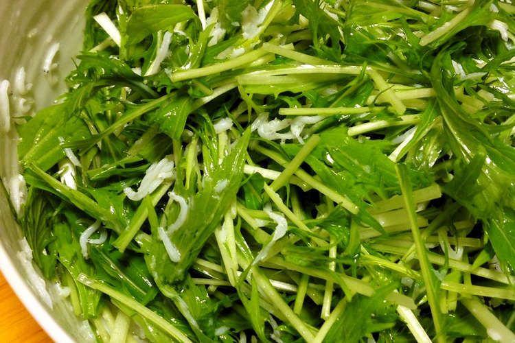水菜と釜揚げしらすのオリーブオイルサラダ レシピ 作り方 By ミシャコ クックパッド 簡単おいしいみんなのレシピが356万品