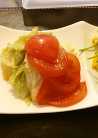 タッパー&レンジで作る白菜&トマトお浸し