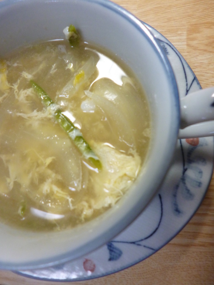 うど・さやえんどう・玉ねぎの中華スープの画像