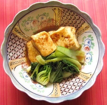 豆腐ソテーとちんげん菜のオイスター煮の画像