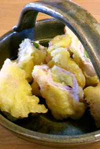 豚バラ肉の野菜ロール天ぷら