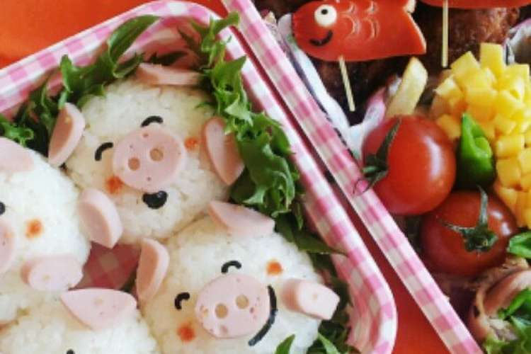 キャラ弁 ブタさんの弁当 レシピ 作り方 By たいさくまま クックパッド 簡単おいしいみんなのレシピが360万品