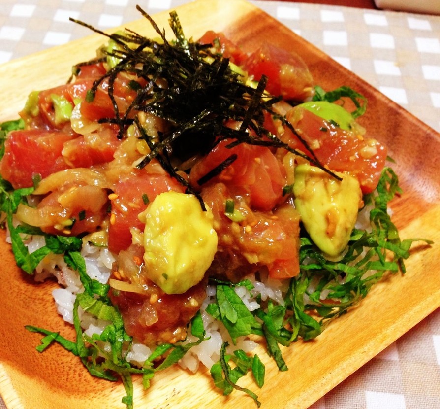 マグロでアヒポキ丼♪〜柚子胡椒風味〜の画像